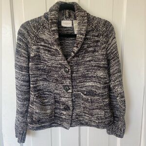 Liz Claiborne Black and White Buttoned Knit Cardigan